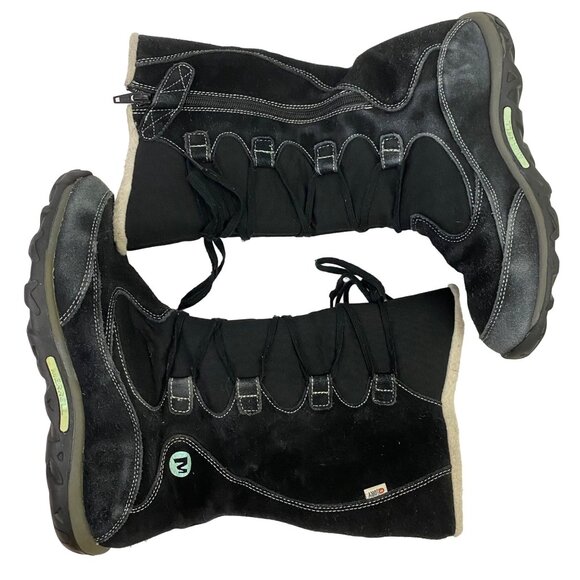 Merrell Jungle Moc Black Suede Leather Faux Fur Select Dry Winter Boots Kids 7 - Picture 3 of 16